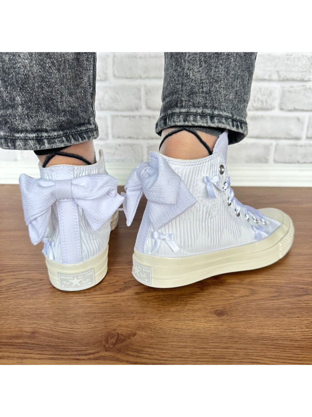 ❤️Converse Chuck 70 Hi Bow Pleated 9 Women Shoes Elegant Sneaker White A15191C